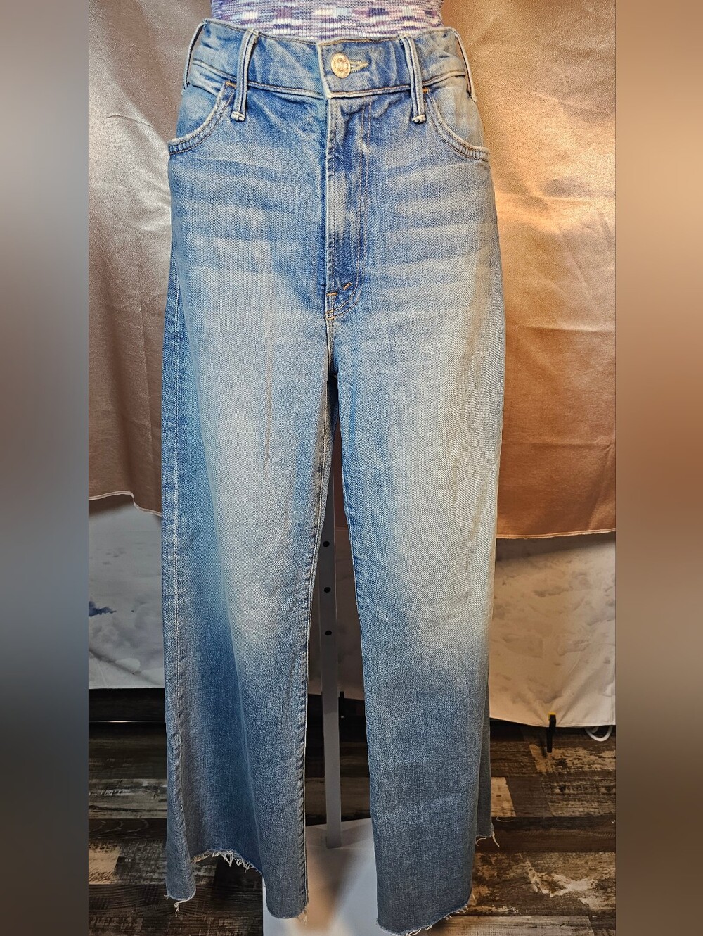 MOTHER Superior Hustler Roller Fray Wide Leg Jeans Confess Size 29